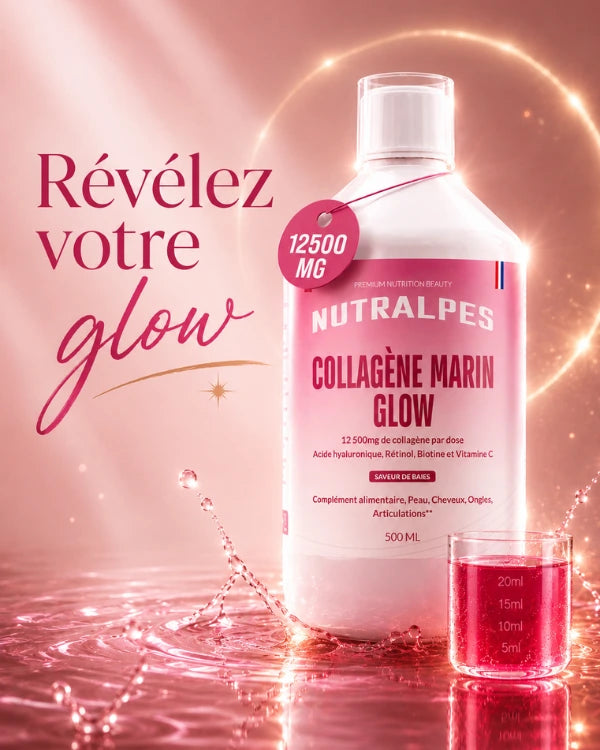 Cure collagène marin 3 mois Nutralpes Glow - Résultats anti-âge