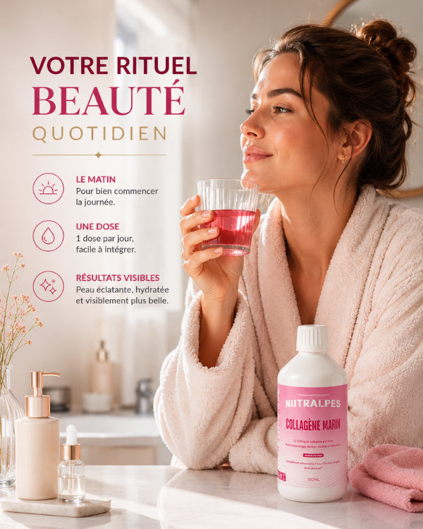 Bienfaits collagène marin Nutralpes Glow - Anti-âge peau lumineuse