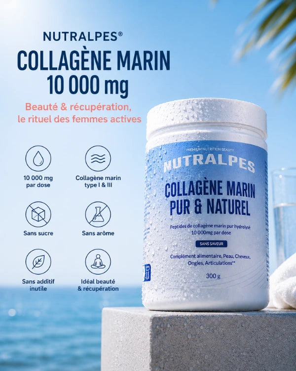 Nutralpes® Collagène Marin Poudre 10 000 mg — Beauté & récupération, le rituel des femmes actives