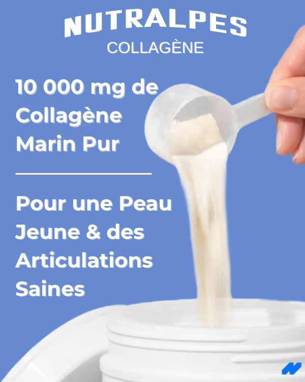 Nutralpes® Collagène Marin Pur & Naturel 10 000 mg – Peau, Cheveux, Ongles, Articulations – Sans Saveur – 300 g (1 Mois / 60 Portions)