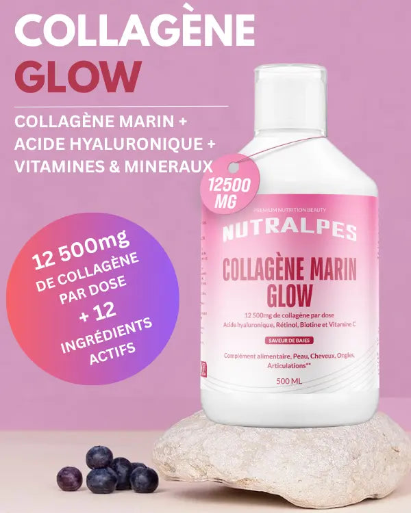 Collagène Marin Glow 12 500 mg | Anti-Âge, Peau Hydratée | Vitamine C & Rétinol | Nutralpes – Corail
