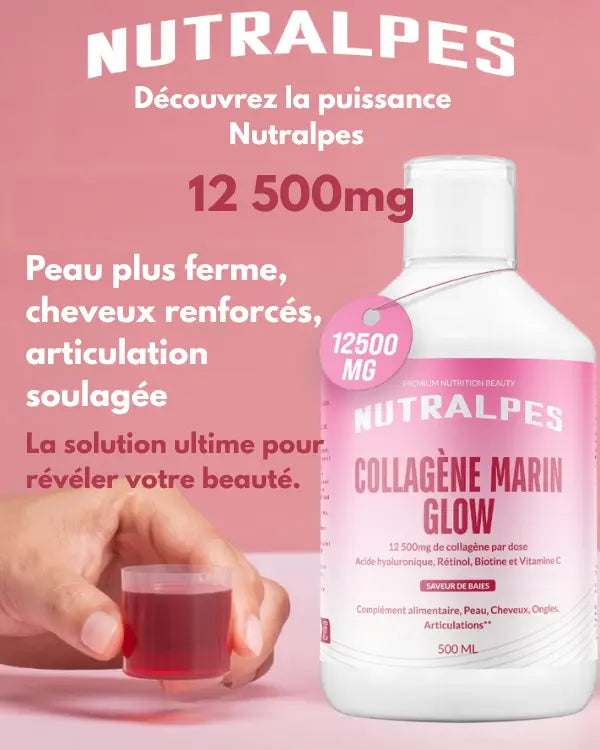 Collagène Marin Glow 12 500 mg | Anti-Âge, Peau Hydratée | Vitamine C & Rétinol | Nutralpes – Corail