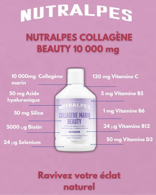 Collagène Marin Beauty 10 000 mg | Peau, Cheveux, Ongles | Biotine & Vitamine C | Nutralpes – Corail