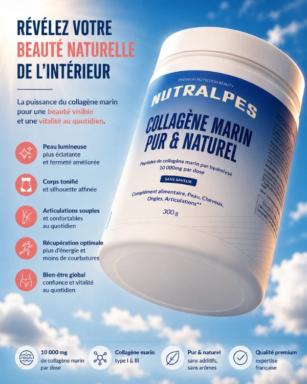 Nutralpes® Collagène Marin Poudre 10 000 mg — Beauté & récupération, le rituel des femmes actives